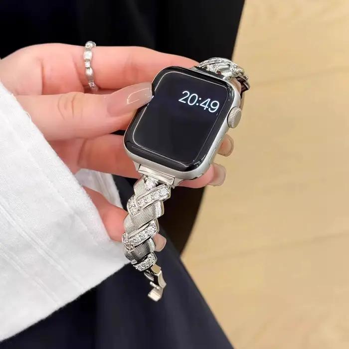 Bracelet pour femme pour Apple Watch, bracelet en métal avec diamants pour iWatch Series 10 9 8 7 SE Ultra 49 mm 42 mm 46 mm 41 mm 38 mm 40 mm 45 mm