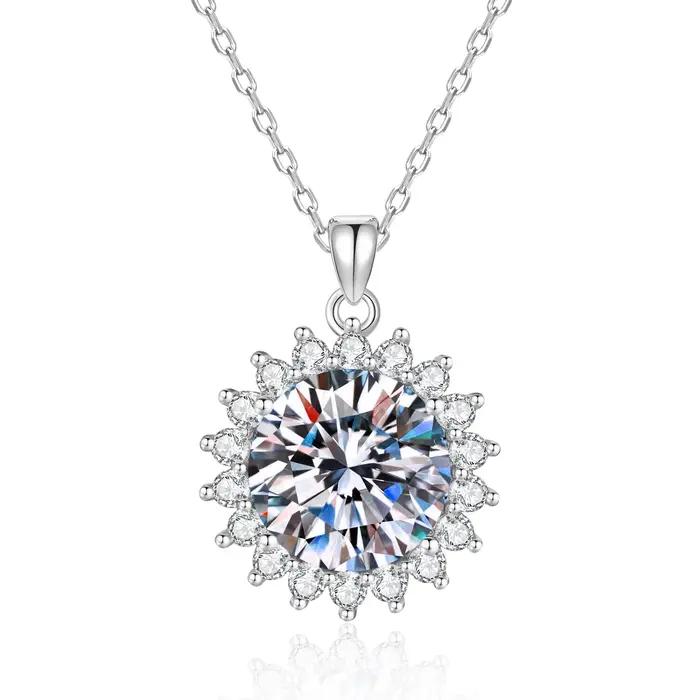 MOVESKI – collier rond en argent Sterling S925 pour femmes, pendentif Halo classique en forme de soleil, bijoux pour usage quotidien