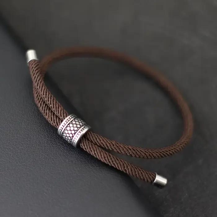 Nouveau Bracelet chaîne de cordon minimaliste unisexe Vintage couleur argent accessoires Viking corde réglable Bracelet macramé Braslet Joias