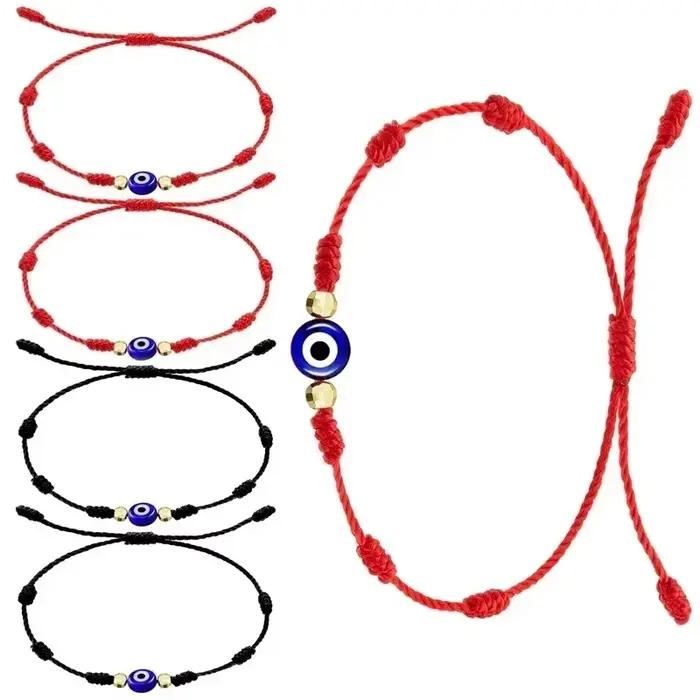 Bracelet à cordes rouge mauvais œil pour amoureux, amulette porte-bonheur et amitié, corde tressée faite à la main, bijoux cadeaux, 2024