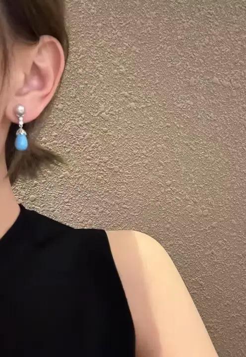 Boucles d'oreilles de créateur en argent Sterling 925, Turquoise naturelle et perle Akoya, goutte d'eau, Art déco, Vintage, bijoux en perles de Kallaite