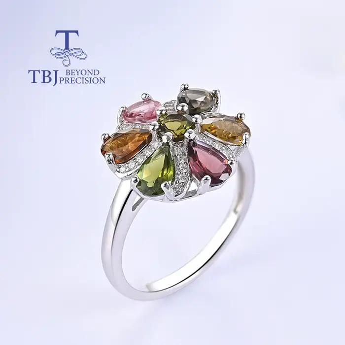 Bague en tourmaline colorée 2026, argent sterling 925, pierres précieuses naturelles, bijoux fins, cadeau pour femme, maman, femme