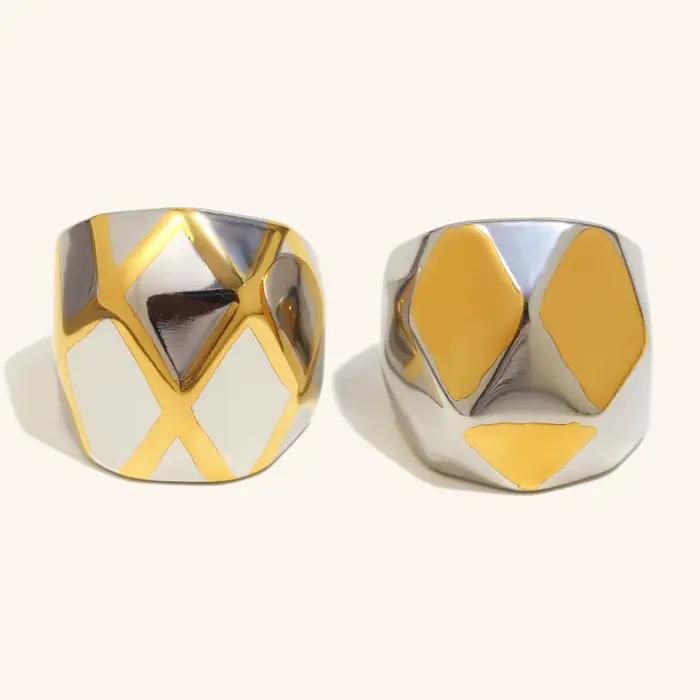 La. Muses – bague sphérique tridimensionnelle en acier inoxydable pour femmes, couleur mixte, plaqué or PVD, accessoires de bijoux à la mode