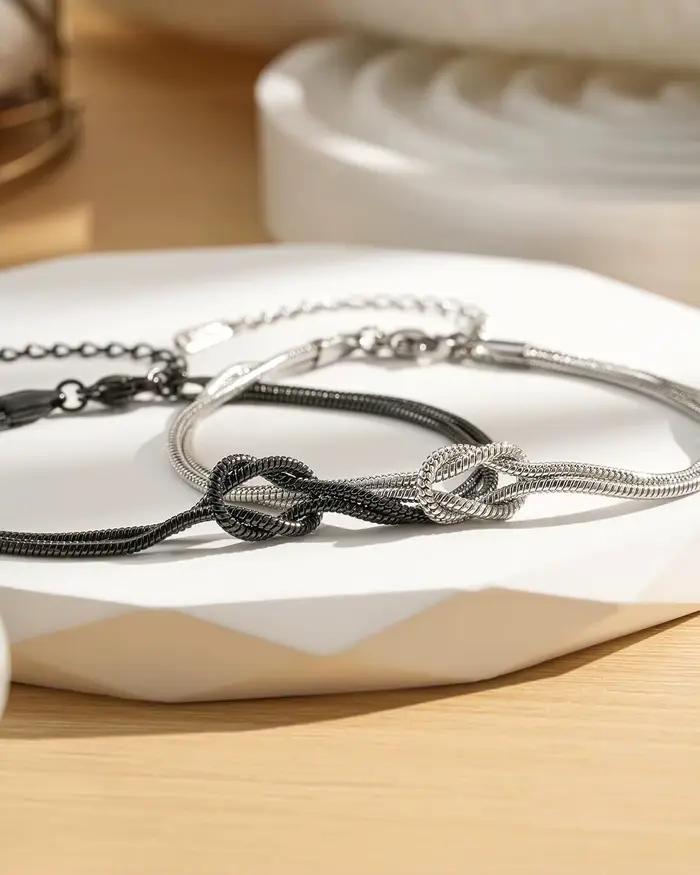 Bracelets de couple assortis, relation de nœud d'amour, cadeaux de noël, d'anniversaire, de couple, pour lui, son petit ami, petite amie