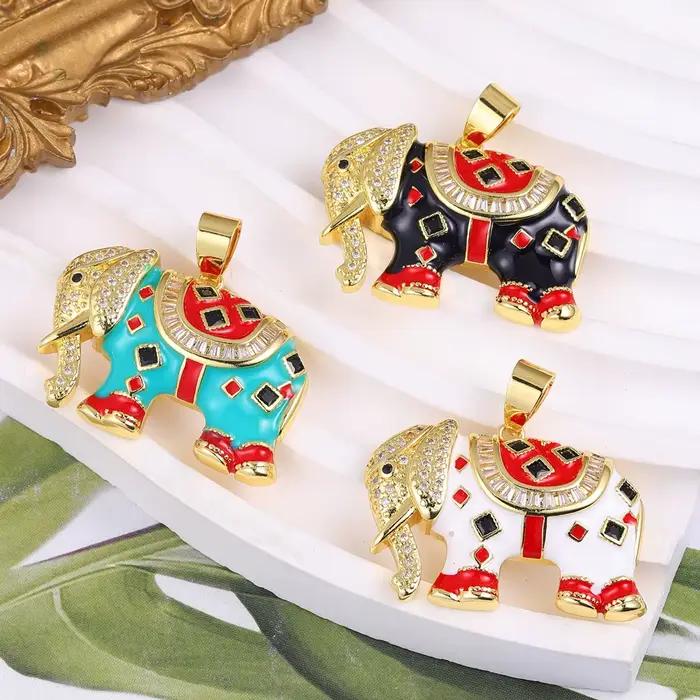 Juya-Breloques en émail coloré plaqué or 18 carats, Hamsa, Main de Fatima, Mauvais œil grec, Bijoux turcs Caricature, Décorations exécutives, DIY