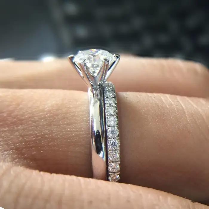 Ensemble d'anneaux de mariage assortis pour femmes, bagues de fiançailles, accessoires en pierre de cristal de Zircon, bijoux SR013