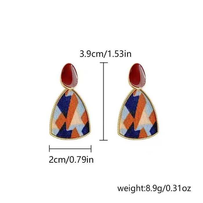 Boucles d'oreilles clous carrées émaillées bordeaux vintage pour femme, en métal couleur or, imitation perle, motif fleur, bijoux de fête