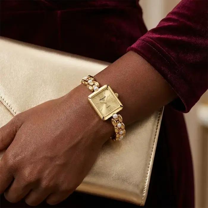 Montre de Luxe pour Femme, Montre-Bracelet Carrée à Quartz Tendance, Élégance Vintage, Montre-Bracelet pour Femme, Cadeau, Reloj de Mujer
