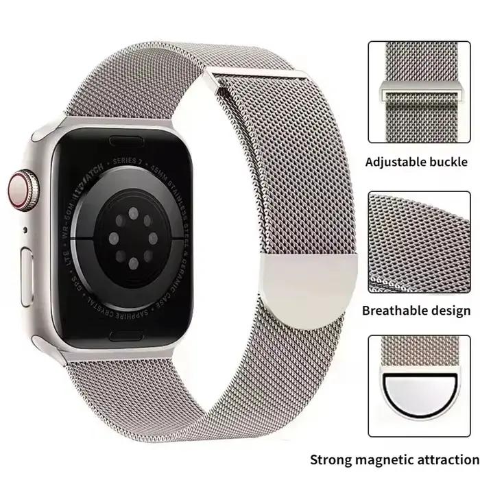 Boucle milanaise pour bracelet de montre apple 44mm ultra 2 49mm 45mm 46mm 45mm 41-42mm bracelet en métal iwatch série 10 9 8 7 6 SE 5 4
