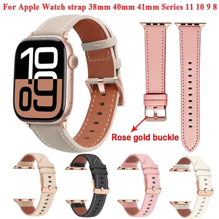 Bracelet en cuir pour homme, pour Apple IWatch série 11 10 9 8 7 6 5 4 SE 2 3, 38mm 40mm 41mm, accessoires de ceinture