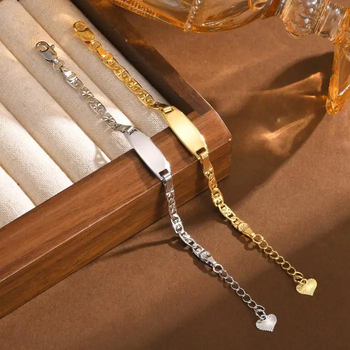 Bracelet de pierre de naissance personnalisé pour femme, gravé, citation inspirante, nom, barre d'identification, unique, famille, bijoux de bateau de chia