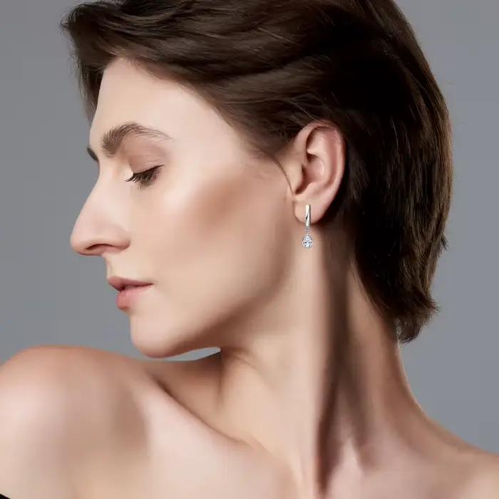 IOGOU-Boucles d'oreilles Moissanite Dangle Huggie pour femme, lunette en forme de formage, créoles en argent regardé 100% 925, bijoux originaux pour filles