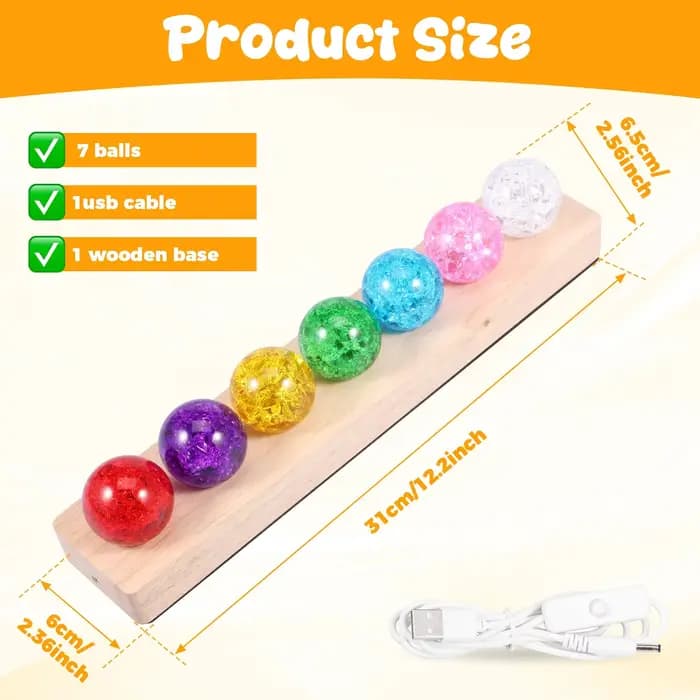 Boule de cristal colorée ornement petite veilleuse 7 boules