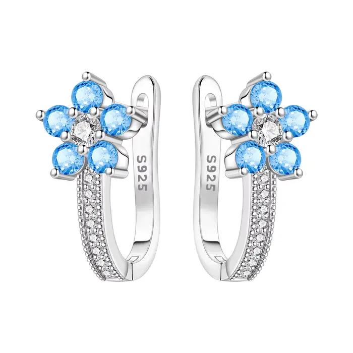 MISEFF – boucles d'oreilles en argent Sterling S925, fleur d'orchidée, bleu et violet, style Vintage, bijoux polyvalents à la mode, cadeau d'anniversaire
