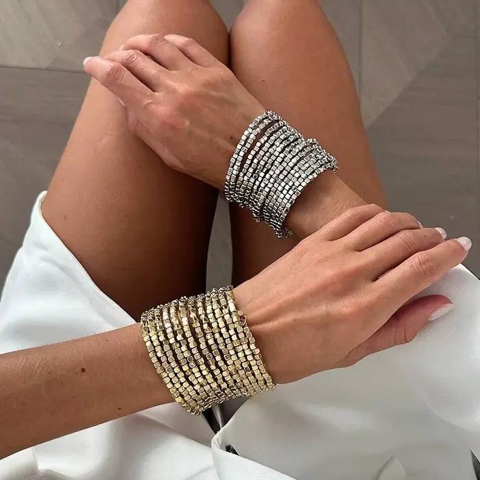 KunJoe – Bracelet large multicouche Vintage pour femmes, Punk CCB, chaîne de perles en acrylique, accessoires de bijoux à la mode, 2026