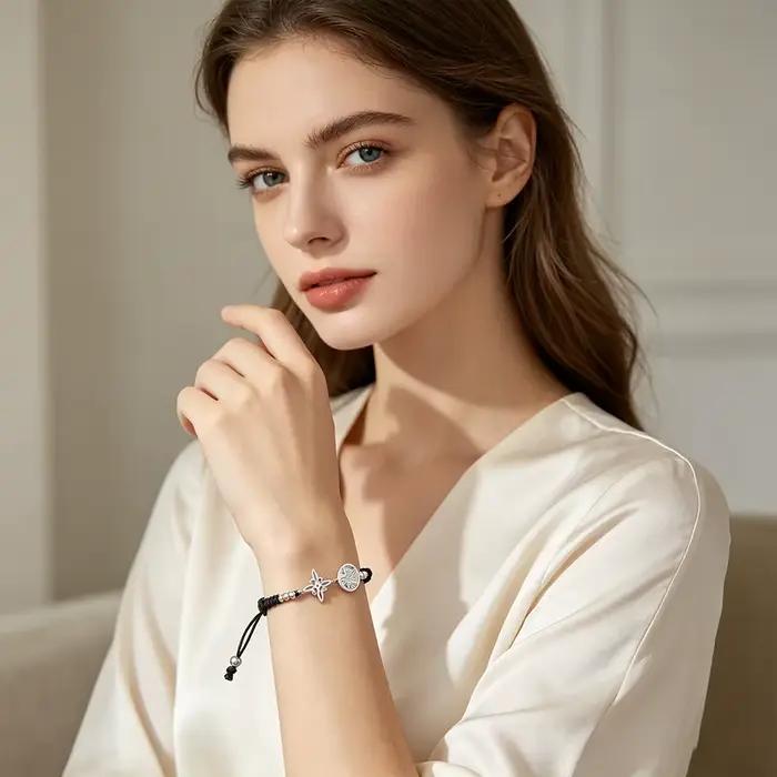 Bracelet Double Protection noeud de sorcière pentagramme tétragrammaton bijoux en acier inoxydable