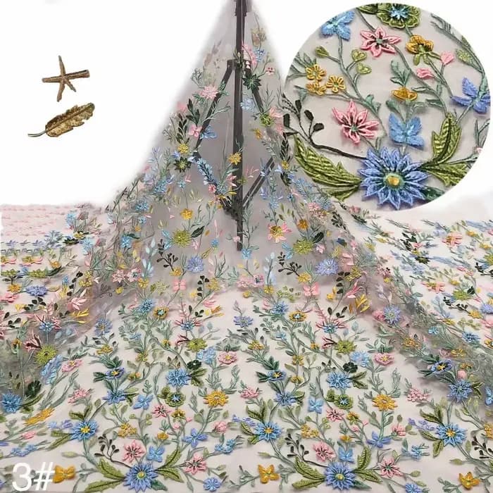 Tissu en dentelle pour robe de dame, maille en Tulle brodée, tissu de styliste coloré au mètre