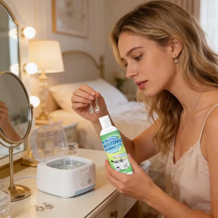 Solution de nettoyage ultrasonique pour bijoux 180ml, liquide de nettoyage pour bagues en or et argent, lunettes, pour machines de nettoyage ultrasonique