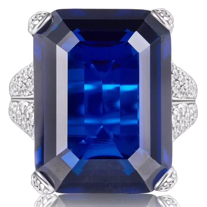 WUIHA 925 argent Sterling 13*16 MM taille émeraude laboratoire saphir haute teneur en carbone diamant pierre précieuse bague de fiançailles de mariage bijoux fins