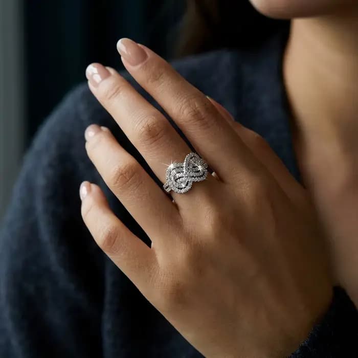 Bague en cuivre avec zircon cubique à nœud croisé pour femme, motif corde torsadée entrelacée, bijou de doigt minimaliste et empilable