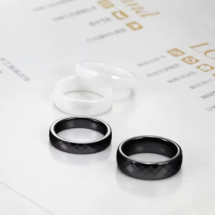 Bague de mariage en céramique noire et blanche pour femme, bijoux de 4mm et 6mm de large, pour multiples spams, design unique et simple, nouvelle collection