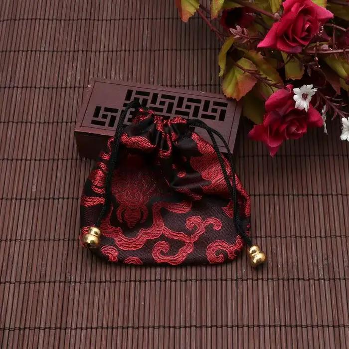 Pochette à bijoux en brocart soie, sacs cadeaux à cordon, porte-monnaie brodé, à bonbons pour cadeaux fête