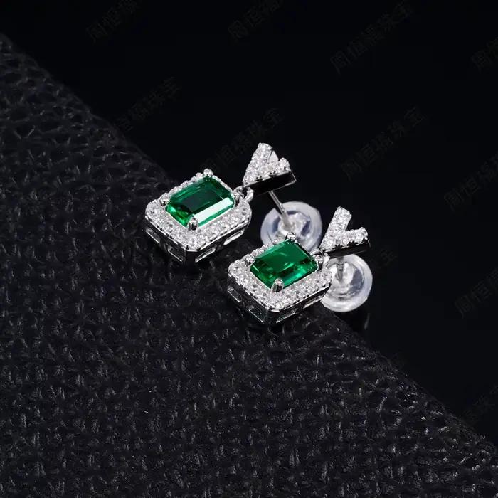 Bijoux PuBang, argent sterling 925 véritable, émeraude 4*6 mm, rubis, diamant à haute teneur en carbone, pierres précieuses, boucles d'oreilles pendantes vintage pour femmes, cadeaux