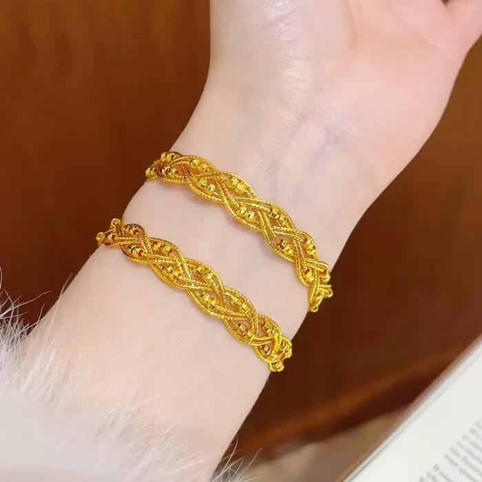 KISS&FLOWER – bracelets en dentelle brillante en or 24 carats pour femmes, cadeaux pour fête de mariage, anniversaire, noël, mariée, mère, fille, dame, BR389