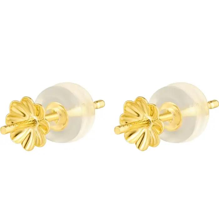 Accessoires de bijoux fins 18k Au750, bouchons de montage de boucles d'oreilles en or massif, broche d'aiguille, supports de boucles d'oreilles en perles