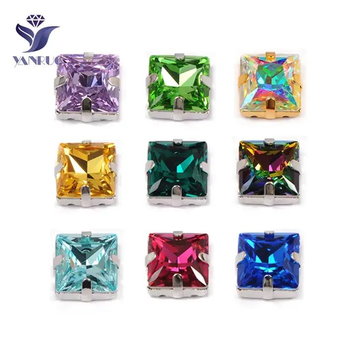 YANRUO-Strass carrés Rosa esss All document, bijoux à coudre, cristal de charbon, bricolage, artisanat, perles Pointback, vêtements, 4447