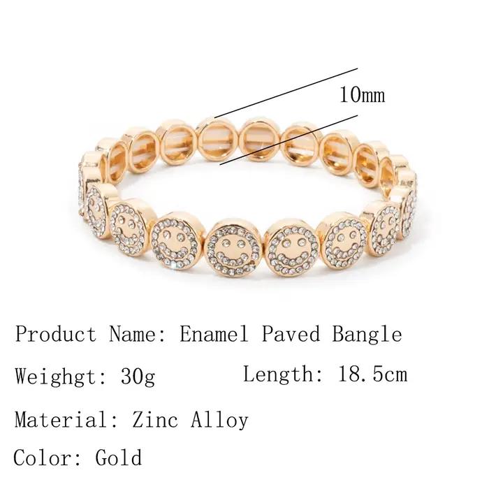Bracelet joyeux en perles d'émail et diamant pavé pour femmes, style Boho, couleur or, élastique, nouvelle collection 2024