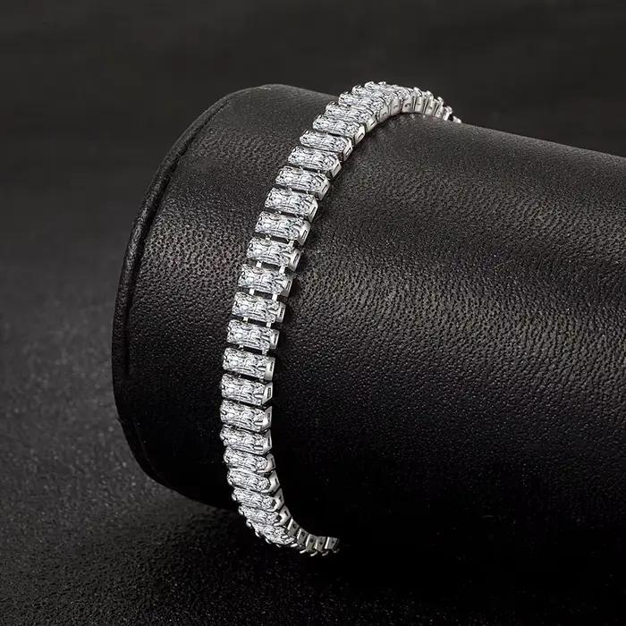 Bracelet en argent regardé Chim925 pour femme et fille, bijoux glamour unisexes, bracelet en cristal élégant, fiançailles et mariage, 18cm
