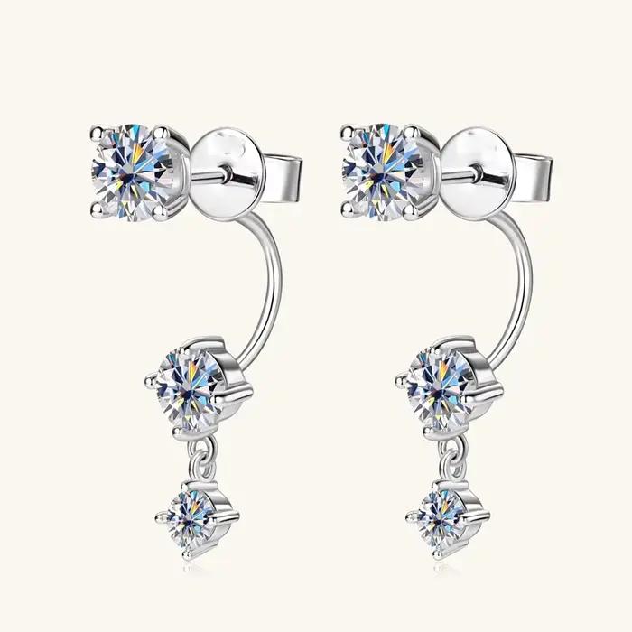 Une paire de boucles d'oreilles à pampilles en moissanite en argent 925, design, niche, pour hommes et femmes, couple