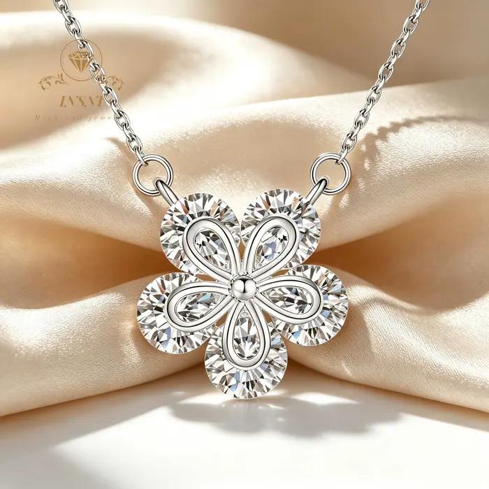 Collier Fleur de Cerisier en Argent S925, Pendentif Fleur, Chaîne de Clavicule Luxe Léger Abordable, Chaîne de Cou pour Femme, Cadeau pour Femme