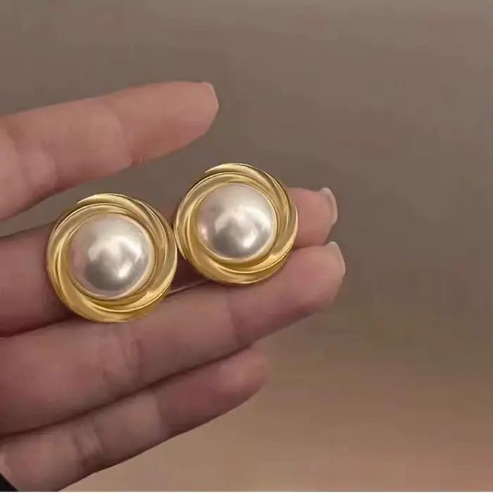 Boucles d'oreilles à Clip en perles à la mode, Style géométrique, sans perçage, bijoux pour femmes, polyvalents, élégants, tendance, alliage en forme de diamant