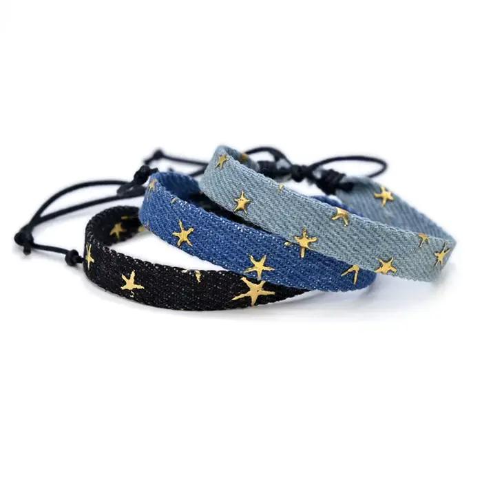 Bracelet en tissu cowboy pour hommes et femmes, étoiles simples, ULde vêtements personnalisée, bracelets de bateau Chia, accessoires de bijoux