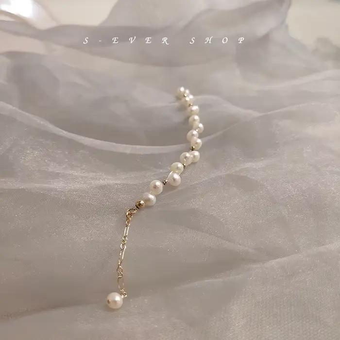 Bracelet rempli d'or 14 carats pour femme, 100% naturel, perle d'eau douce, fleur de mode, bijoux en gros, cadeaux pour femme