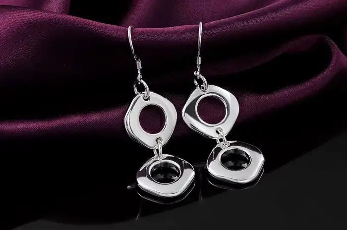 Boucles d'oreilles carrées en argent Sterling 925, bijoux de haute qualité, à la mode, cadeaux de luxe pour femmes