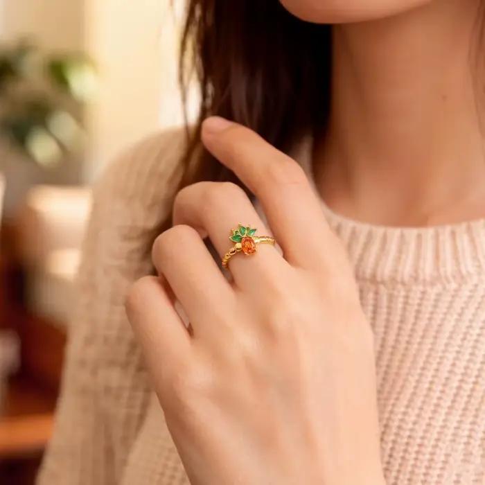 Bague en argent regardé 2022 avec ananas pour femme, bijoux fins dorés, style européen, cadeau tout neuf, doux, 925
