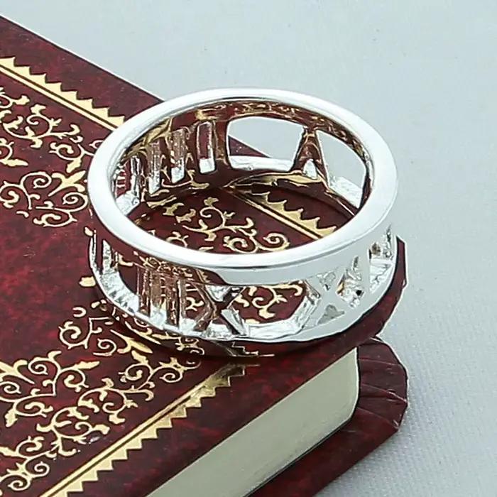 Bague ronde en argent Sterling 925 avec chiffres romains, taille 5-10, accessoires de bijoux à la mode pour femmes, cadeau romantique pour fête de fiançailles