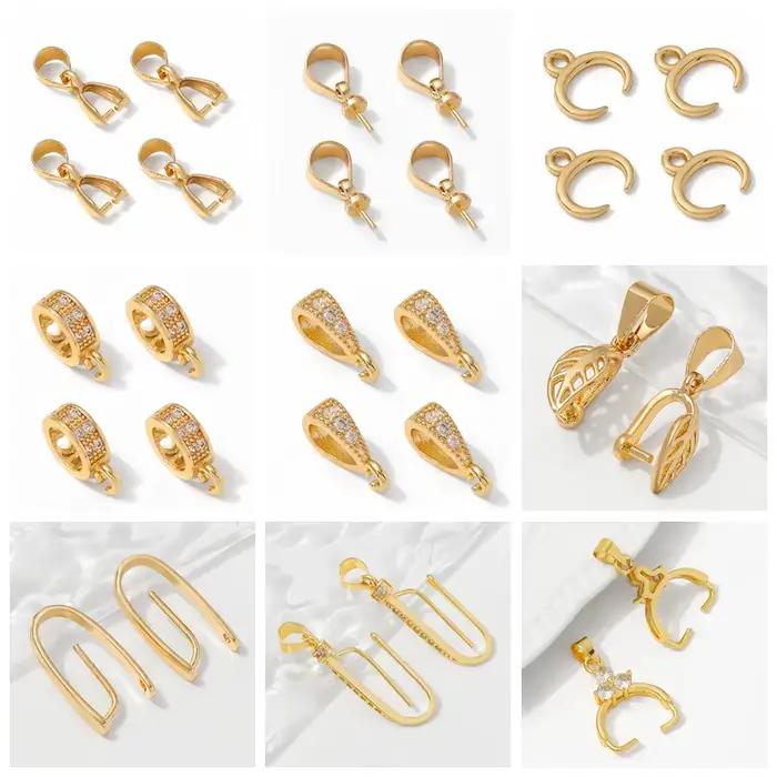 Pendentif rond en laiton plaqué or 14K/18K, connecteur de caution, Clip de pincement pour la fabrication de colliers, fournitures, accessoires de bricolage