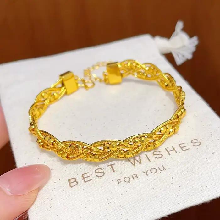 KISS&FLOWER – bracelets en dentelle brillante en or 24 carats pour femmes, cadeaux pour fête de mariage, anniversaire, noël, mariée, mère, fille, dame, BR389