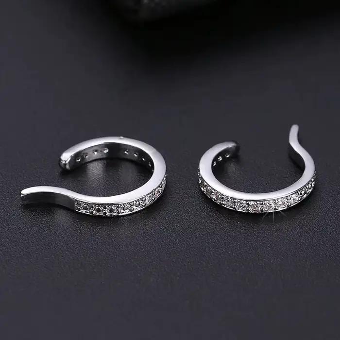 Boucles d'oreilles à Clip en argent Sterling 925 pour femmes, de luxe, Simple, strass, sans trou, manchette d'oreille en forme de U, bijoux fins, cadeaux