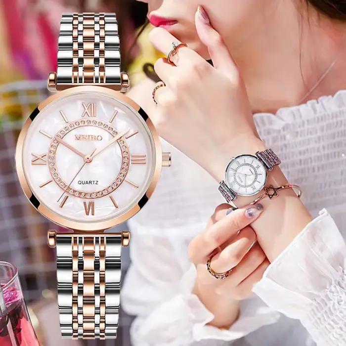 Luxe cristal femmes Bracelet montres haut de gamme mode diamant dames Montre à Quartz en acier Femme Montre-Bracelet Montre Femme Relogio