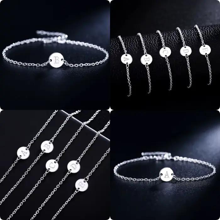 Bracelets en argent Sterling 925 délicats avec 26 lettres, chaîne pour femmes, élégants, classiques, cadeaux de mariage, bijoux