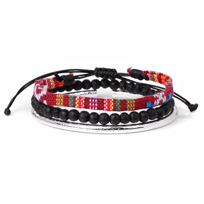 Ensemble de bracelets en perles pour hommes, style bohème, été, plage, fête, bijoux, Vintage, tressé à la main, ajustables, cadeaux pour filles et femmes