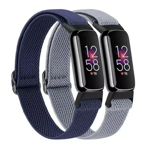 Bracelet artificiel astique de Remplacement Réglable pour Montre Connectée Fitbit Luxe, Accessoires, 2 Pièces/Lot