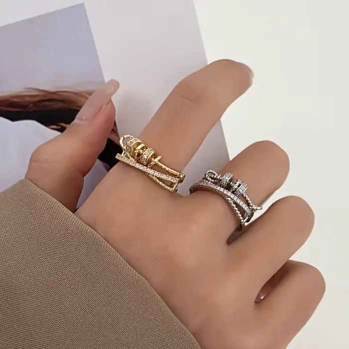Anneaux réglables pour femmes, Anti-Stress, anxiété, géométrie rotative librement, boule rotative, accessoires, bijoux cadeau