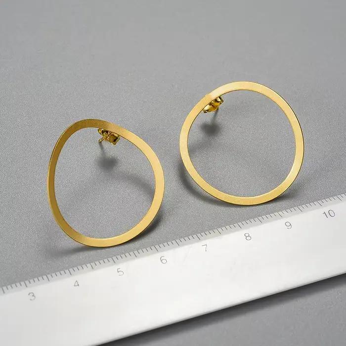 Lotus Fun – boucles d'oreilles minimalistes en or 18K, grand cercle, en argent Sterling 925, bijoux fins de luxe pour femmes, cadeau