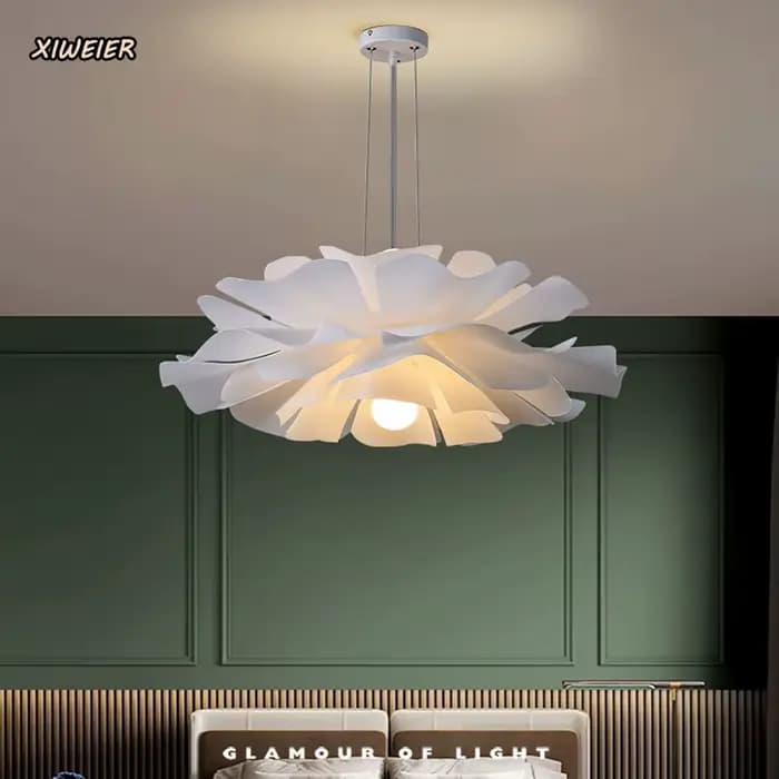 Nordique moderne salon salle à manger simple blanc romantique fleur lustre chambre des filles créatif chambre lustre